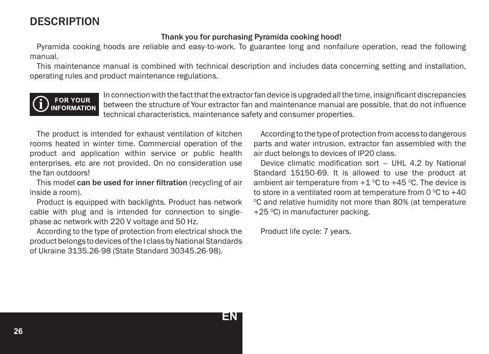 Description | PYRAMIDA N 60 User Manual | Page 26 / 48