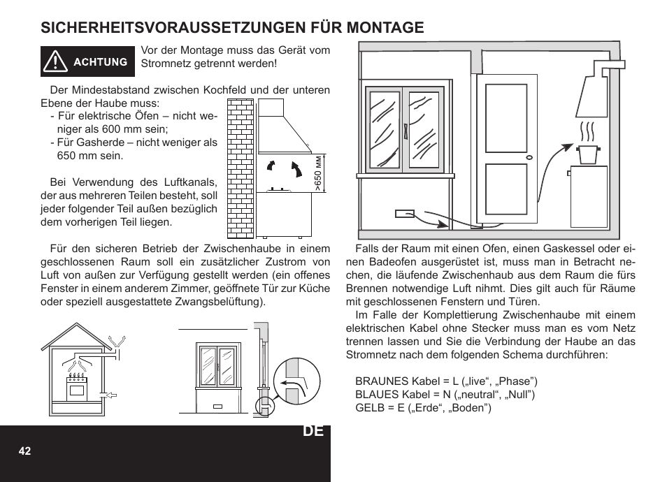 Sicherheitsvoraussetzungen für montage | PYRAMIDA N 60 User Manual | Page 42 / 48