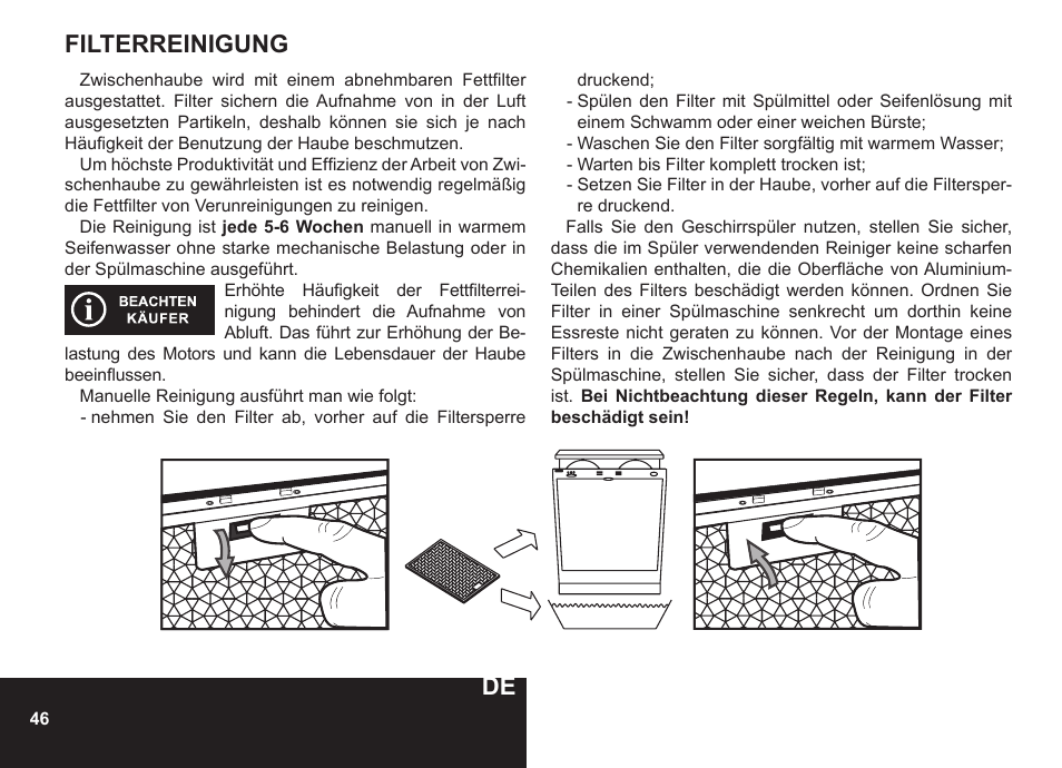 Filterreinigung | PYRAMIDA N 60 User Manual | Page 46 / 48