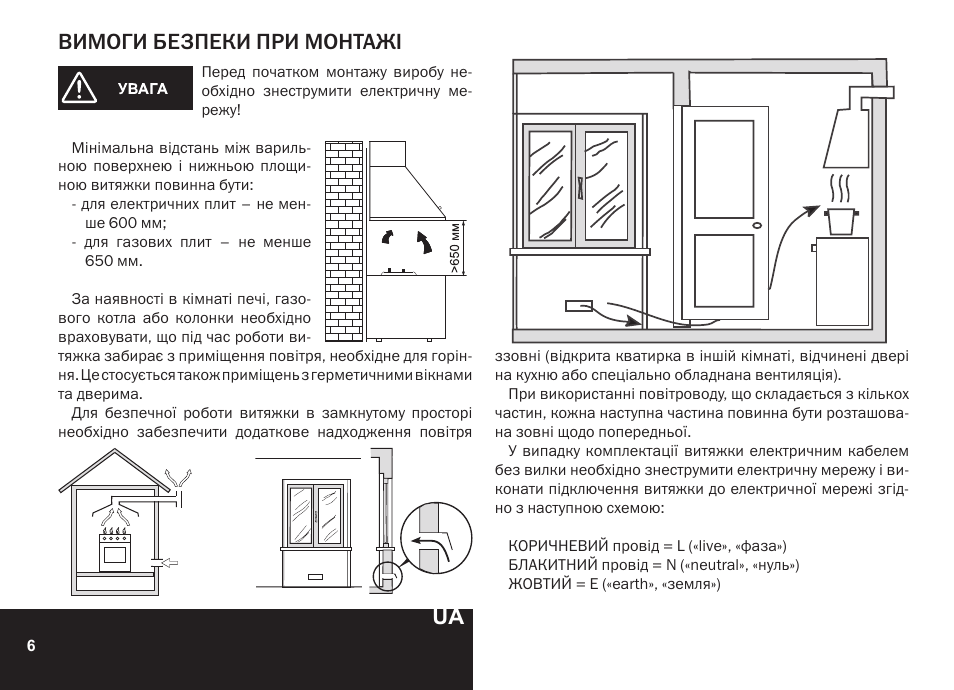 Вимоги безпеки при монтажі | PYRAMIDA N 60 User Manual | Page 6 / 48