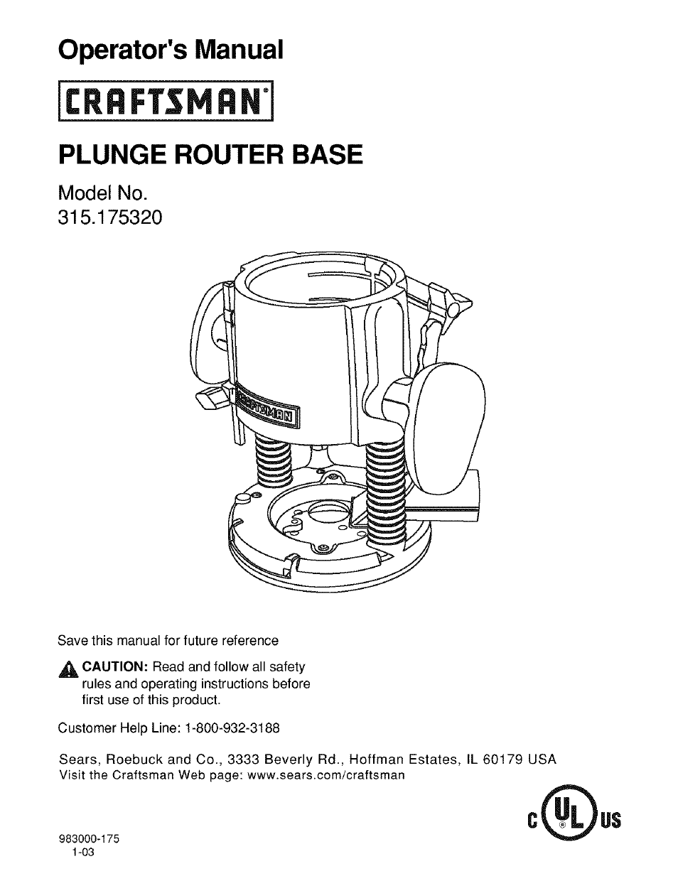 Craftsman 315.175320 User Manual | 8 pages