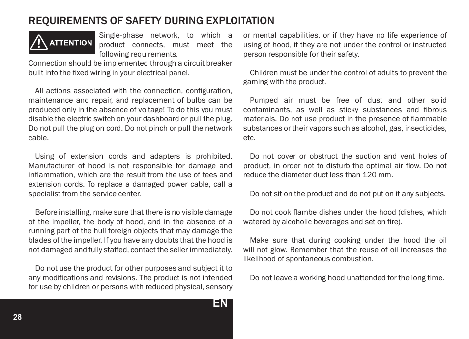 Requirements of safety during exploitation | PYRAMIDA GH 20-60 slim v.1 User Manual | Page 28 / 48