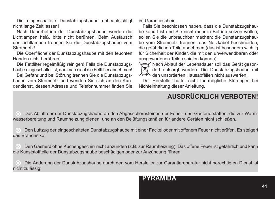 Ausdrücklich verboten | PYRAMIDA GH 20-60 slim v.1 User Manual | Page 41 / 48