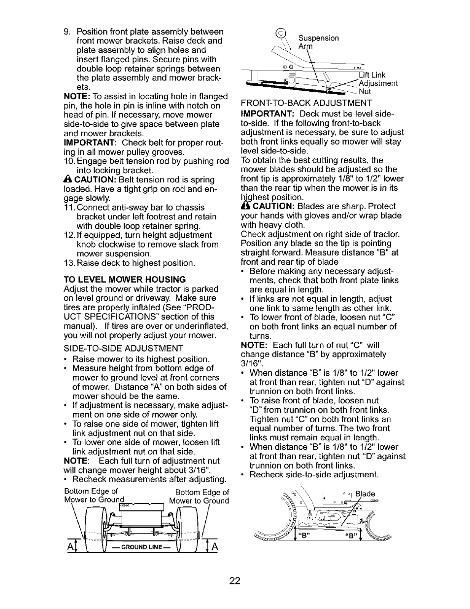 To level mower housing | Craftsman 917.276320 User Manual | Page 22 / 56