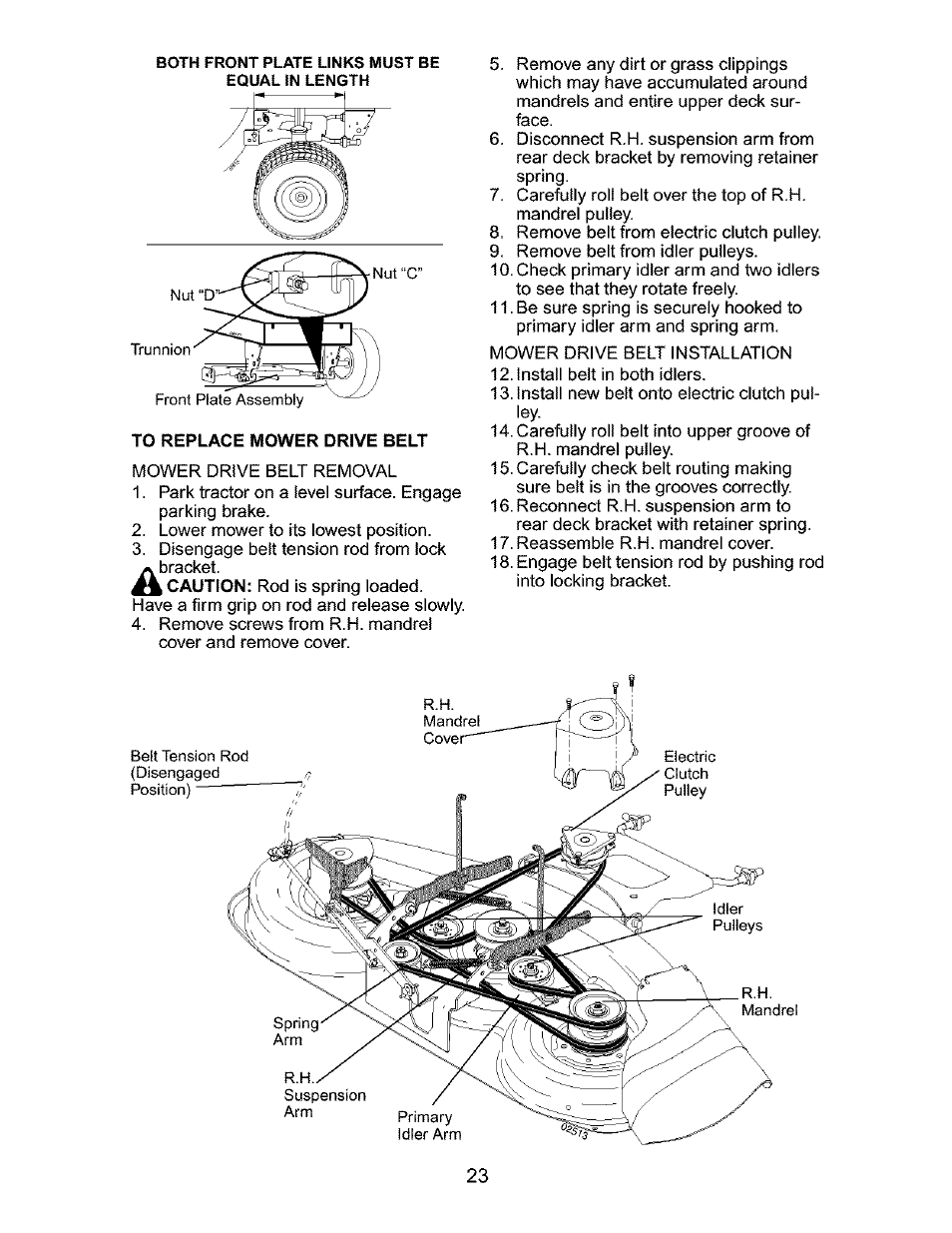 To replace mower drive belt | Craftsman 917.276320 User Manual | Page 23 / 56