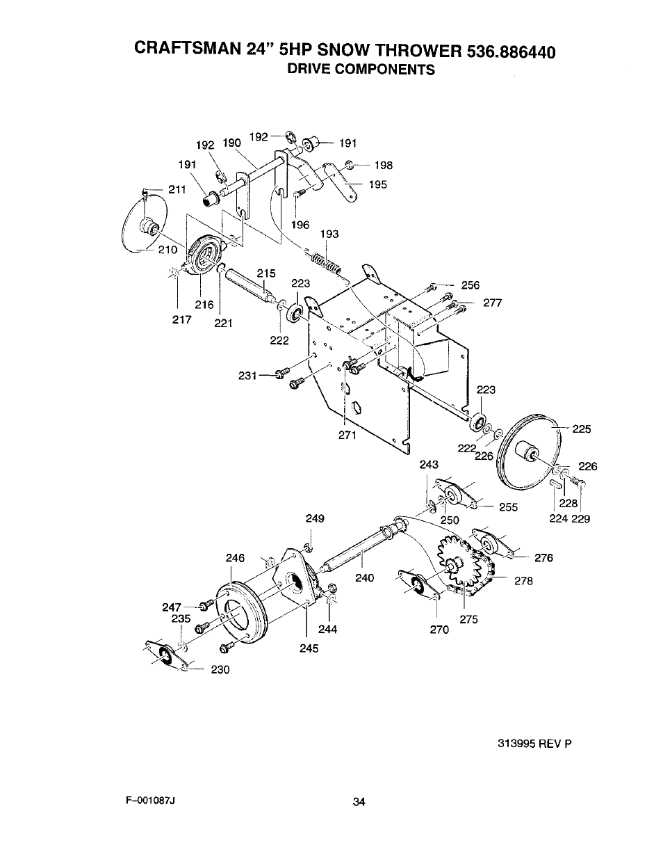 Craftsman 24” 5hp snow thrower 536.886440 | Craftsman 536.886440 User Manual | Page 34 / 54