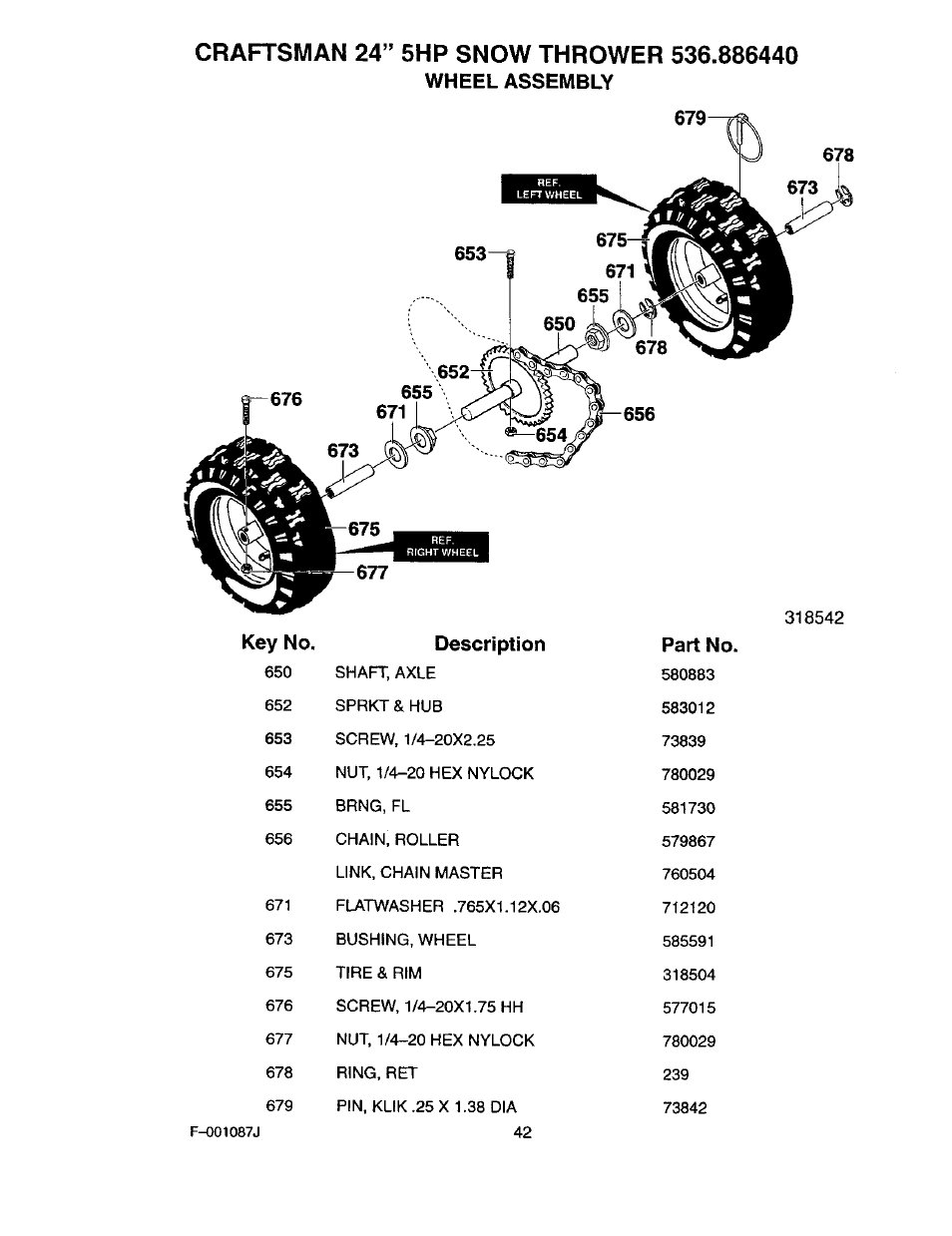 Wheel assembly | Craftsman 536.886440 User Manual | Page 42 / 54