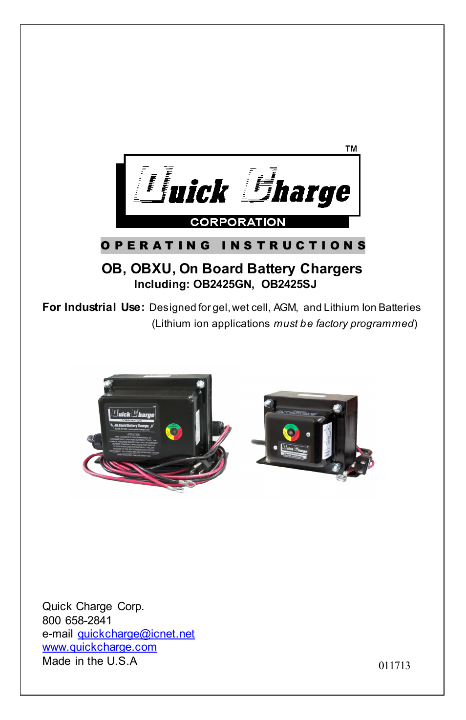 Quick Charge OBXU User Manual | 11 pages