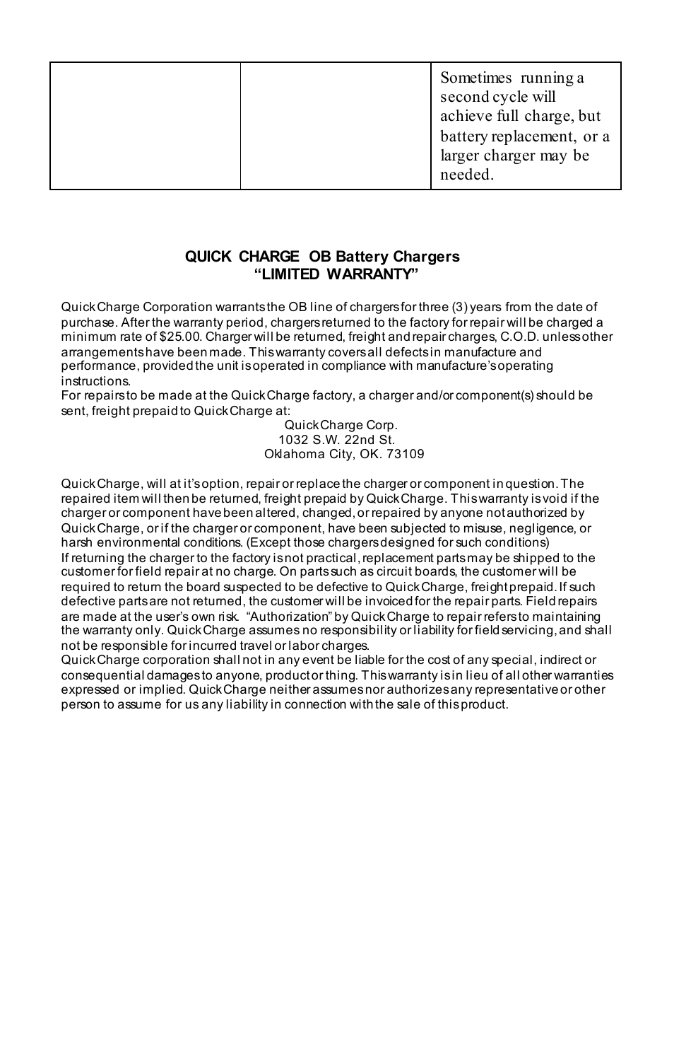 Quick Charge OBXU User Manual | Page 11 / 11