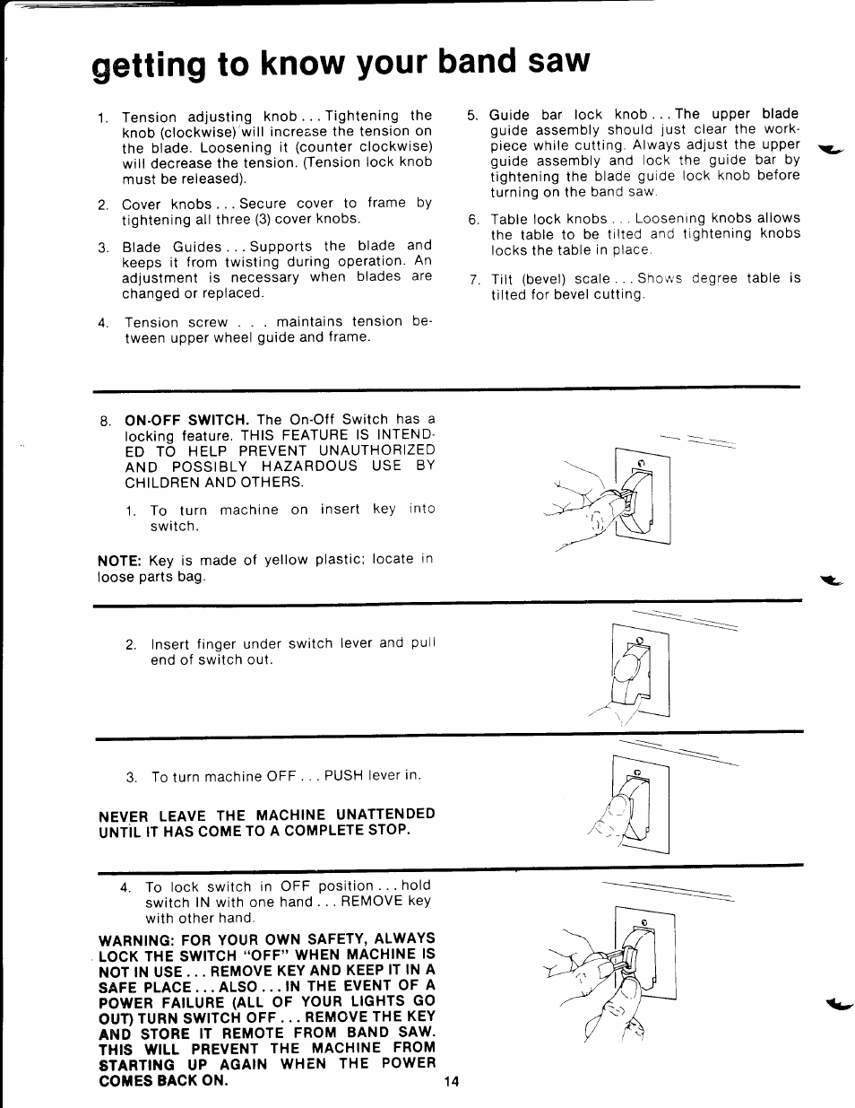 Getting to know your band saw | Craftsman 113.244513 User Manual | Page 14 / 20