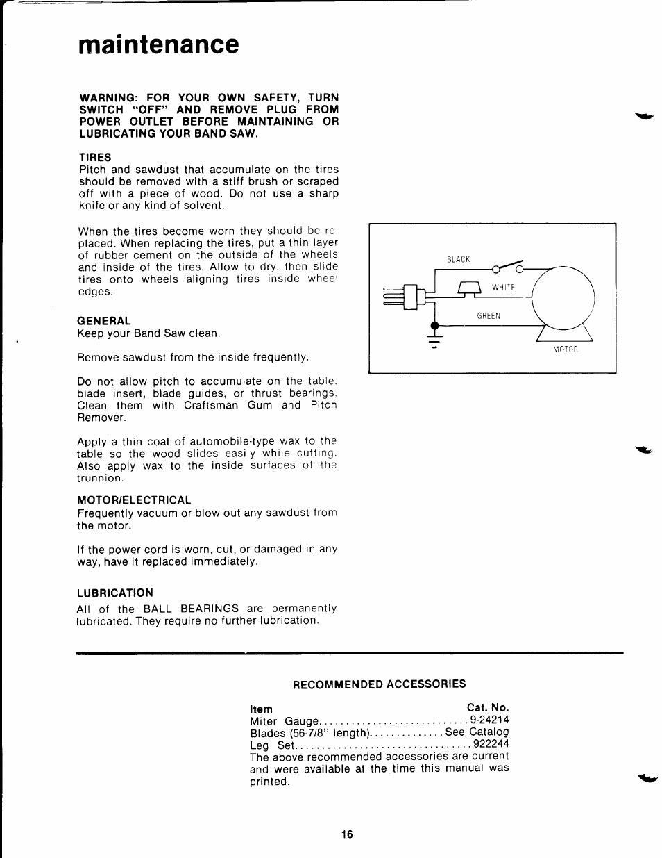 Maintenance | Craftsman 113.244513 User Manual | Page 16 / 20