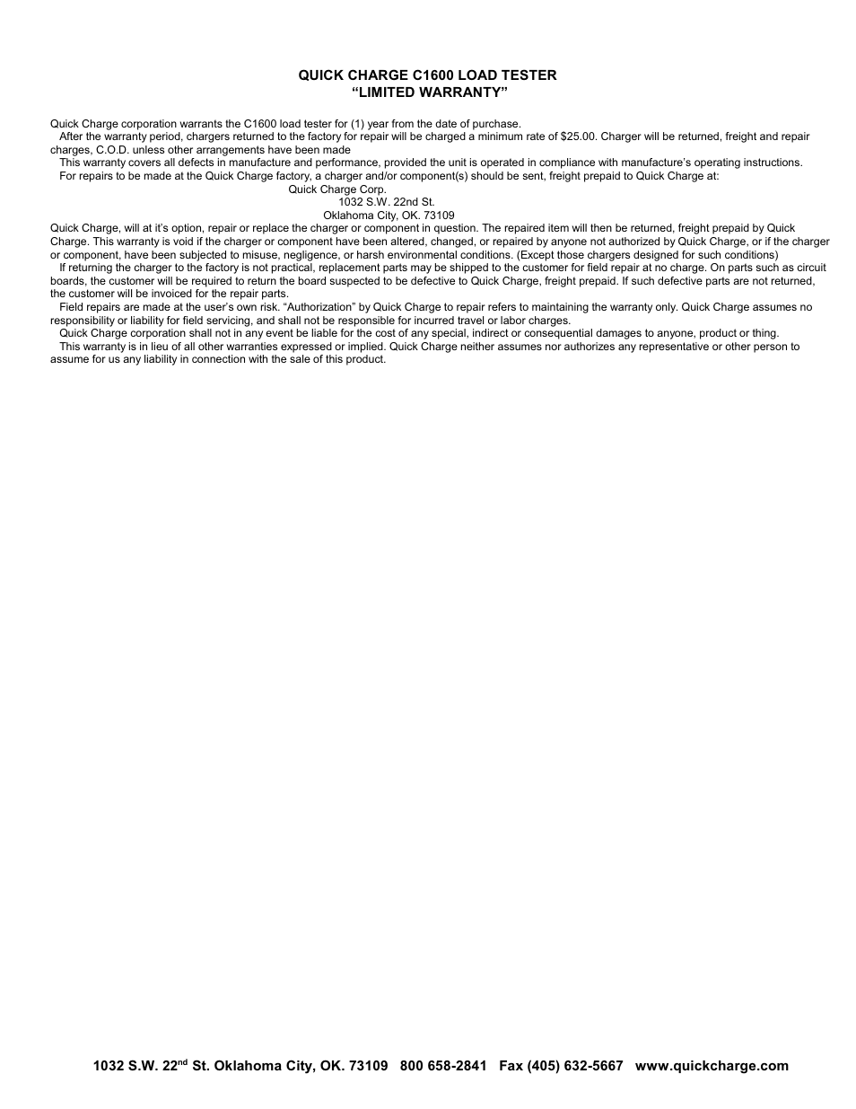Quick Charge C1600 User Manual | Page 4 / 4