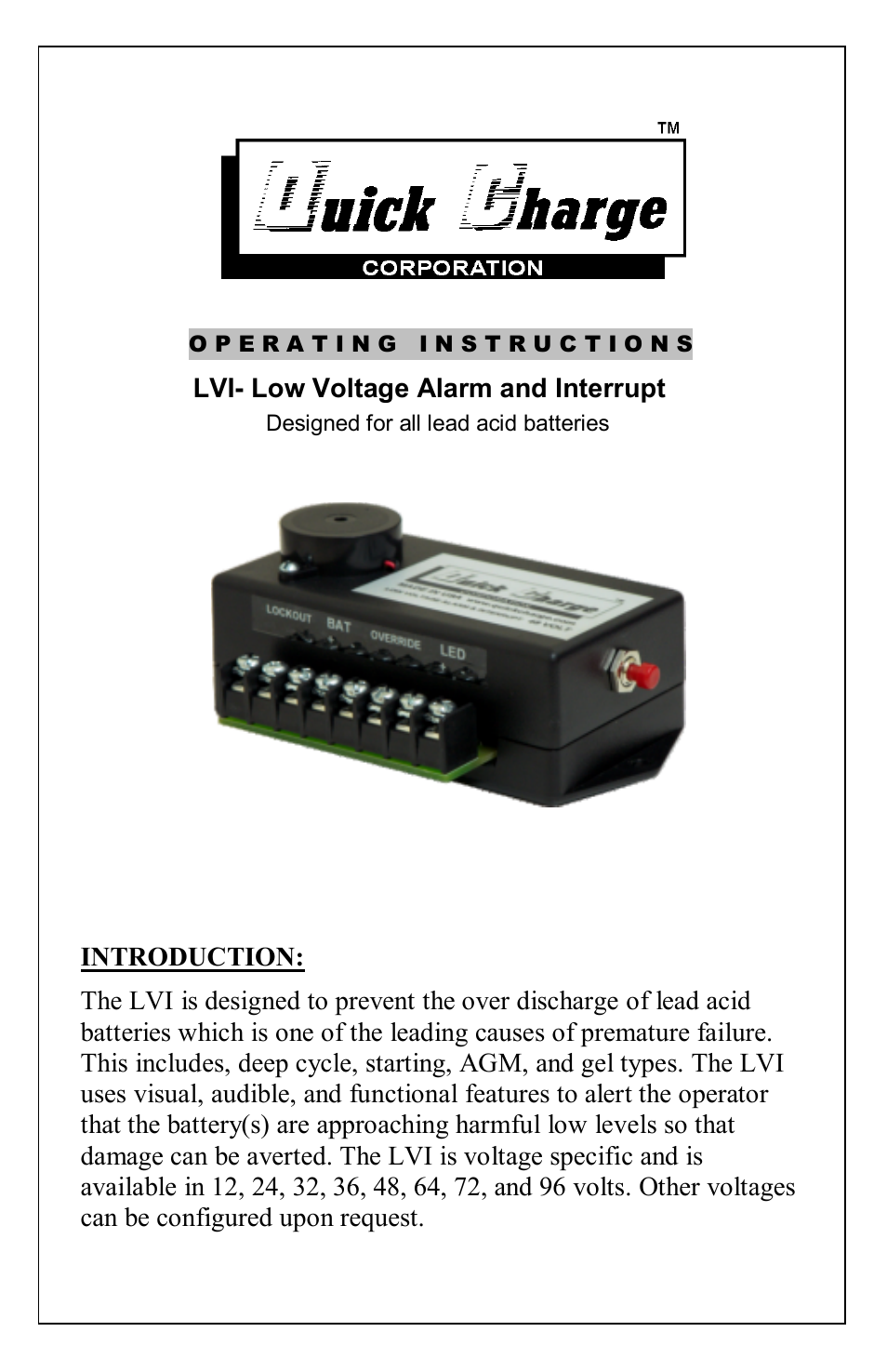 Quick Charge LVI User Manual | 4 pages