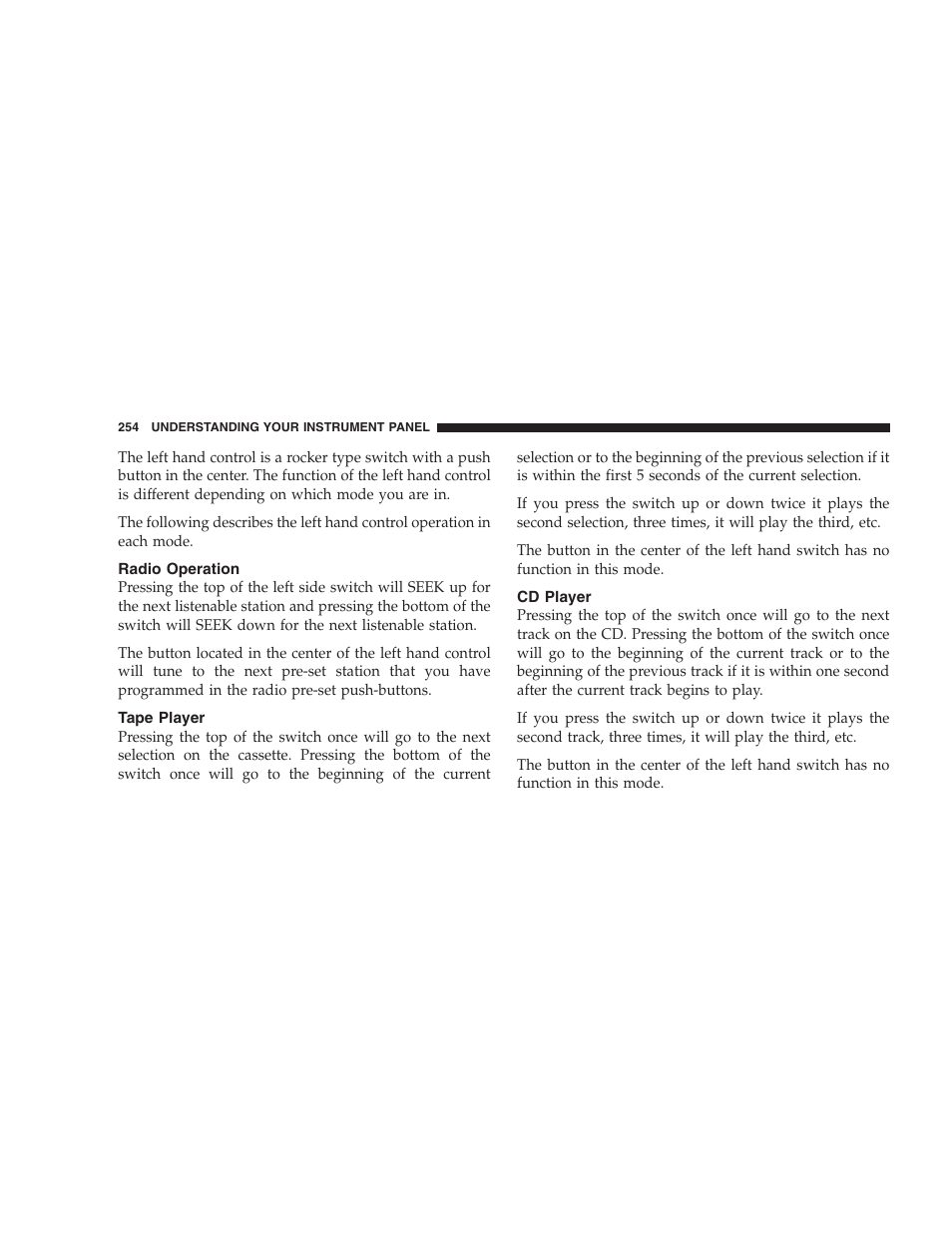 Radio operation, Tape player, Cd player | Ram Trucks 2007 3500 (Diesel) User Manual | Page 254 / 552