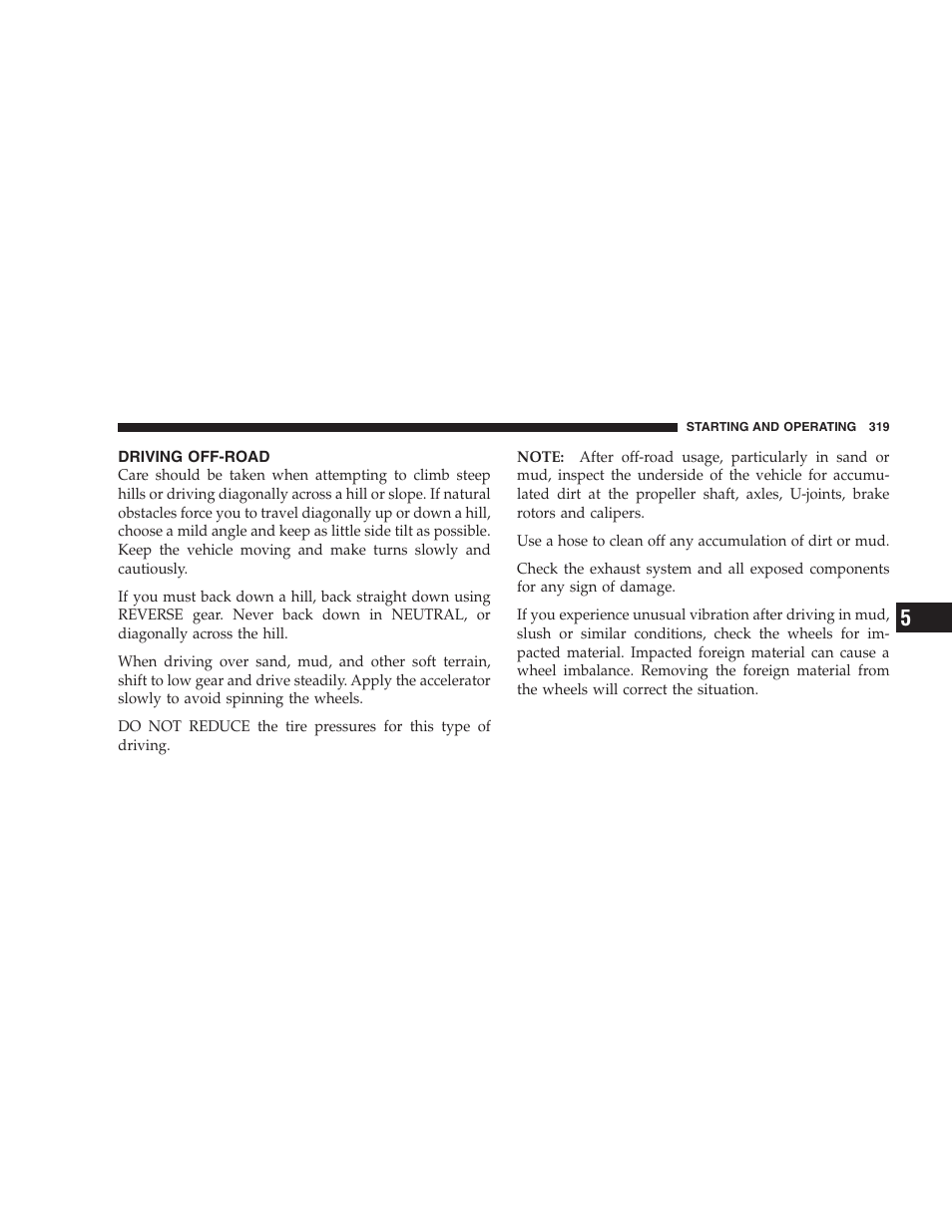 Driving off-road | Ram Trucks 2007 3500 (Diesel) User Manual | Page 319 / 552