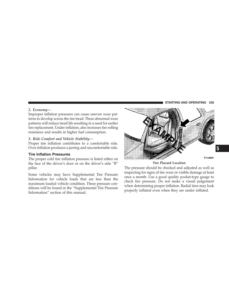 Tire inflation pressures | Ram Trucks 2007 3500 (Diesel) User Manual | Page 335 / 552