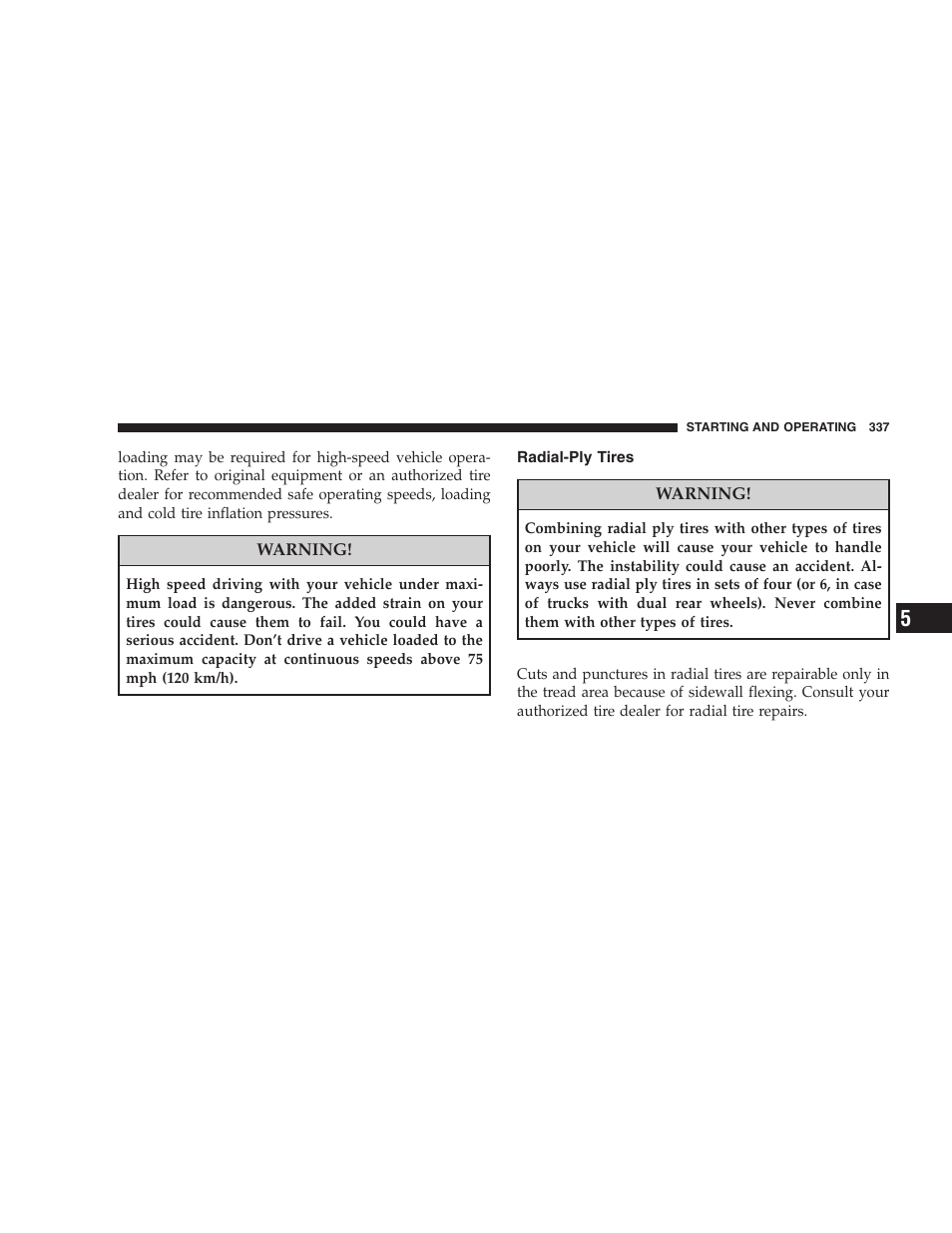 Radial-ply tires | Ram Trucks 2007 3500 (Diesel) User Manual | Page 337 / 552