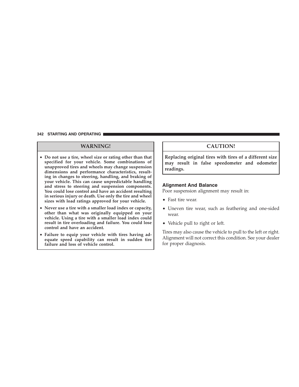 Alignment and balance | Ram Trucks 2007 3500 (Diesel) User Manual | Page 342 / 552