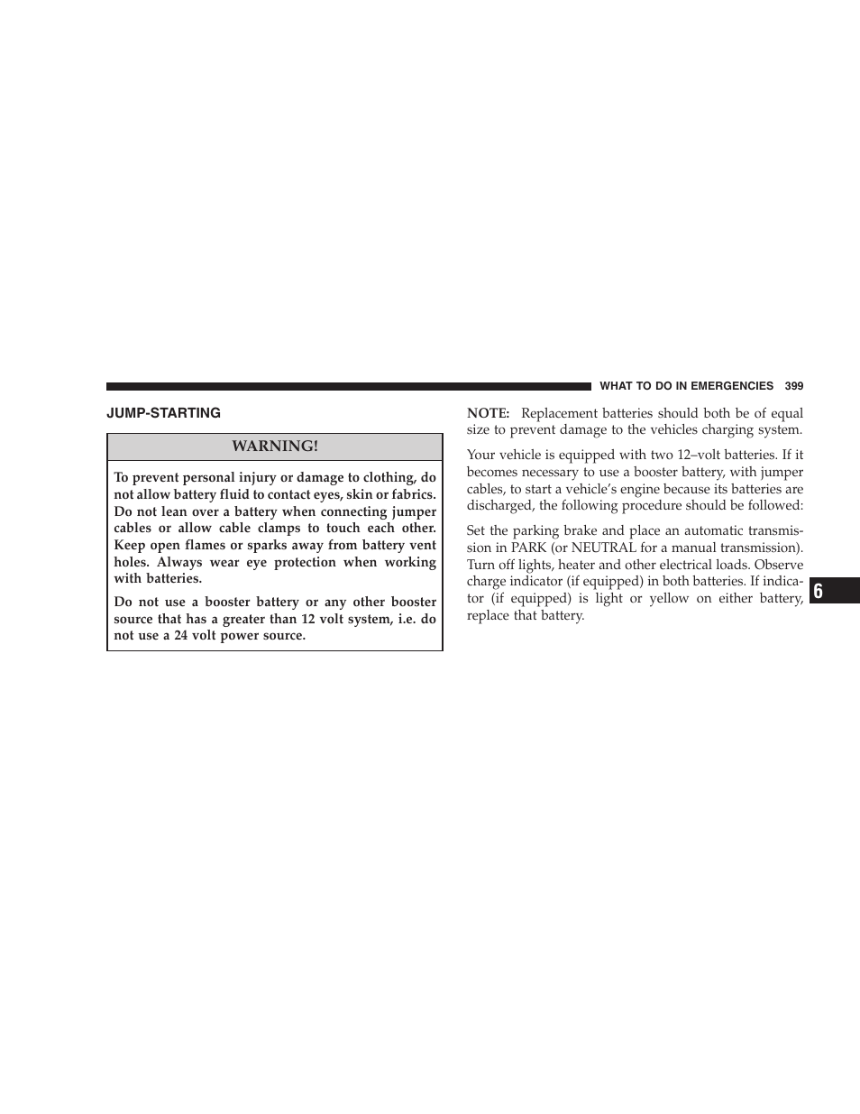 Jump-starting | Ram Trucks 2007 3500 (Diesel) User Manual | Page 399 / 552