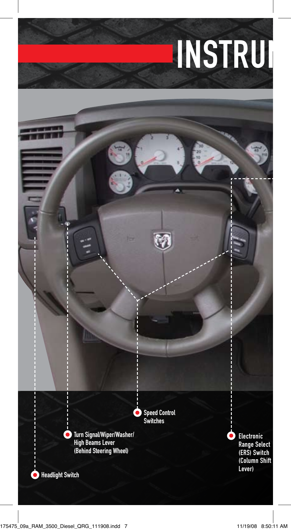 Instrument panel | Ram Trucks 2009 Diesel - Quick Reference Guide User Manual | Page 6 / 12