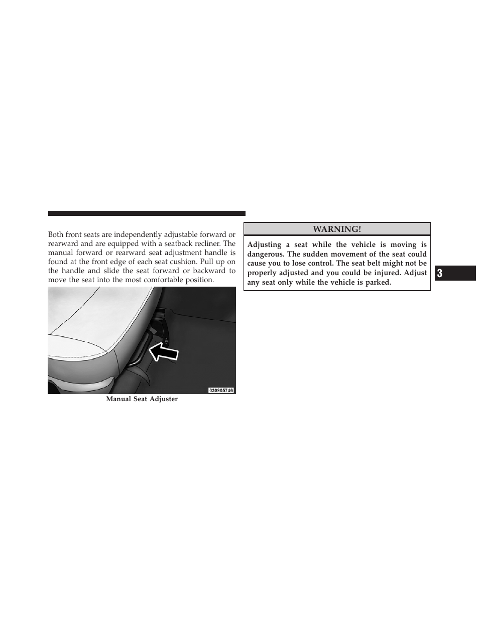 Manual seat adjuster - if equipped | Ram Trucks 2009 1500 - Owner Manual User Manual | Page 135 / 543