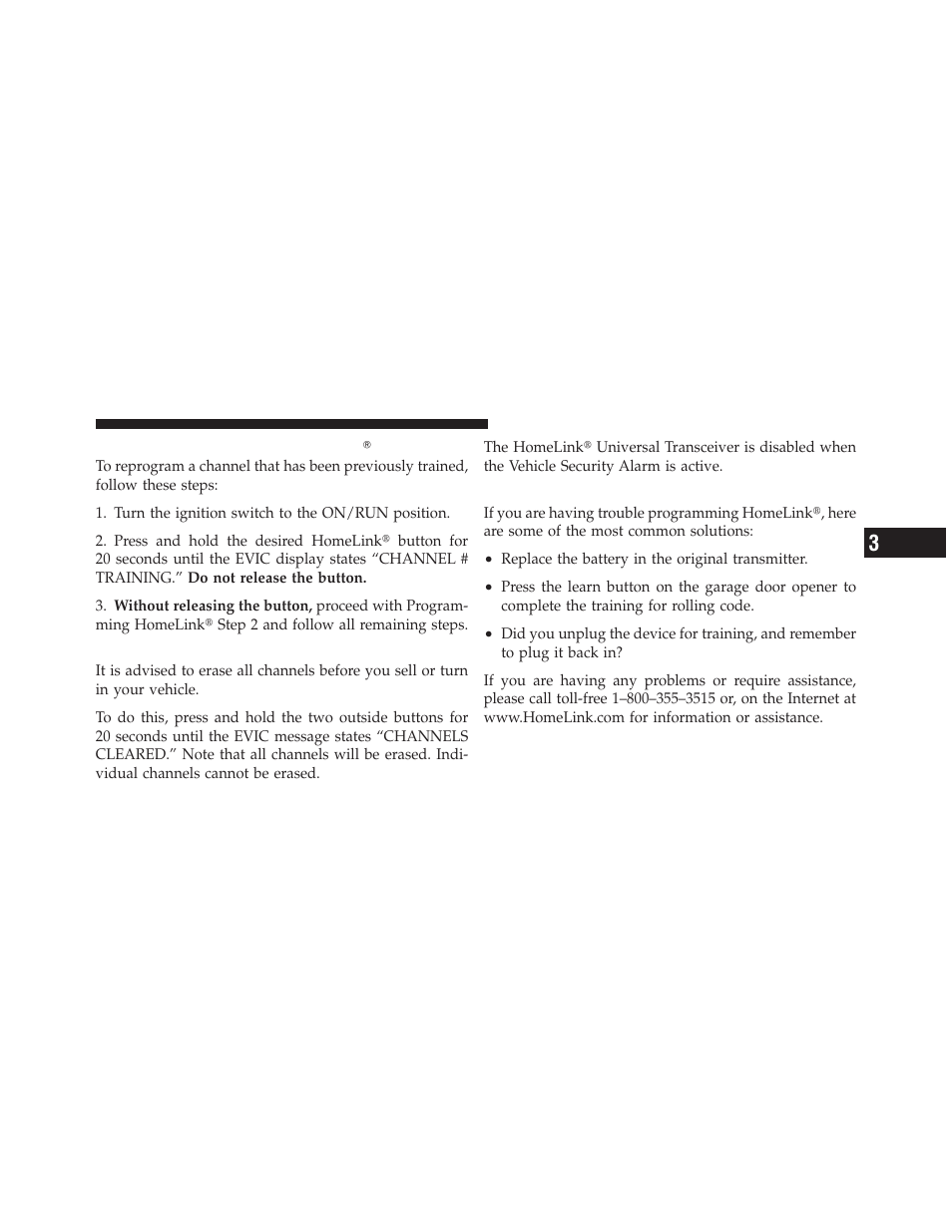 Reprogramming a single homelink button, Security, Troubleshooting tips | Ram Trucks 2009 1500 - Owner Manual User Manual | Page 181 / 543