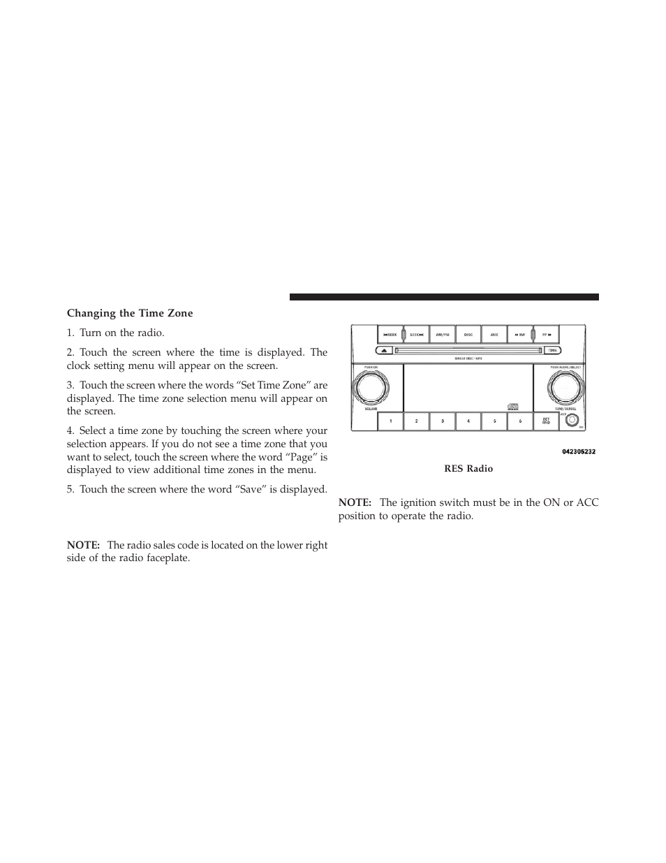 Operating instructions - radio mode | Ram Trucks 2009 1500 - Owner Manual User Manual | Page 266 / 543