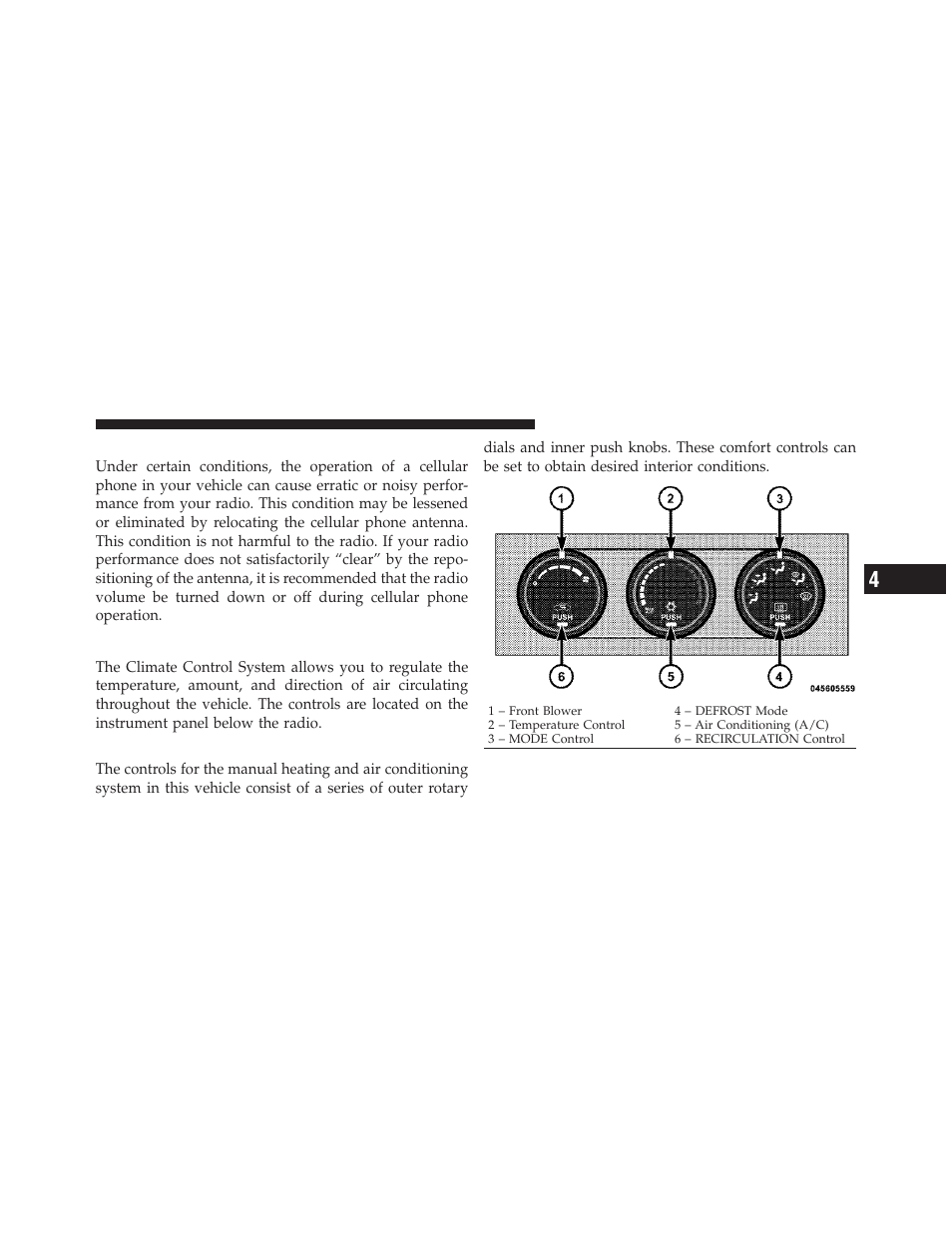 Radio operation and cellular phones, Climate controls, Manual heating and air conditioning system | Ram Trucks 2009 1500 - Owner Manual User Manual | Page 295 / 543