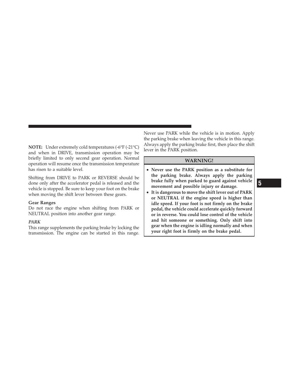 Four-speed automatic transmission - if equipped, Four–speed automatic transmission, If equipped | Ram Trucks 2009 1500 - Owner Manual User Manual | Page 317 / 543