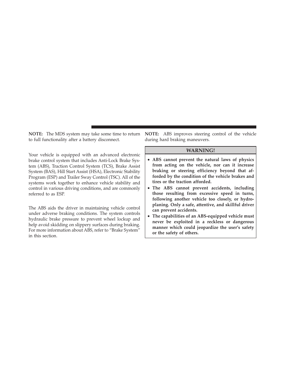 Electronic brake control system, Anti-lock brake system (abs) | Ram Trucks 2009 1500 - Owner Manual User Manual | Page 352 / 543