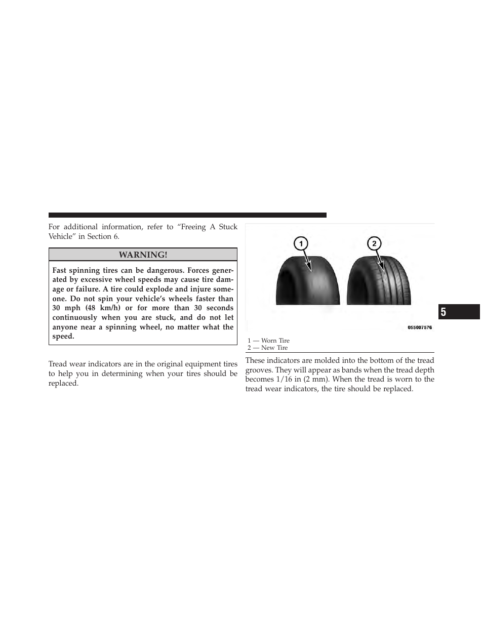 Tread wear indicators | Ram Trucks 2009 1500 - Owner Manual User Manual | Page 377 / 543