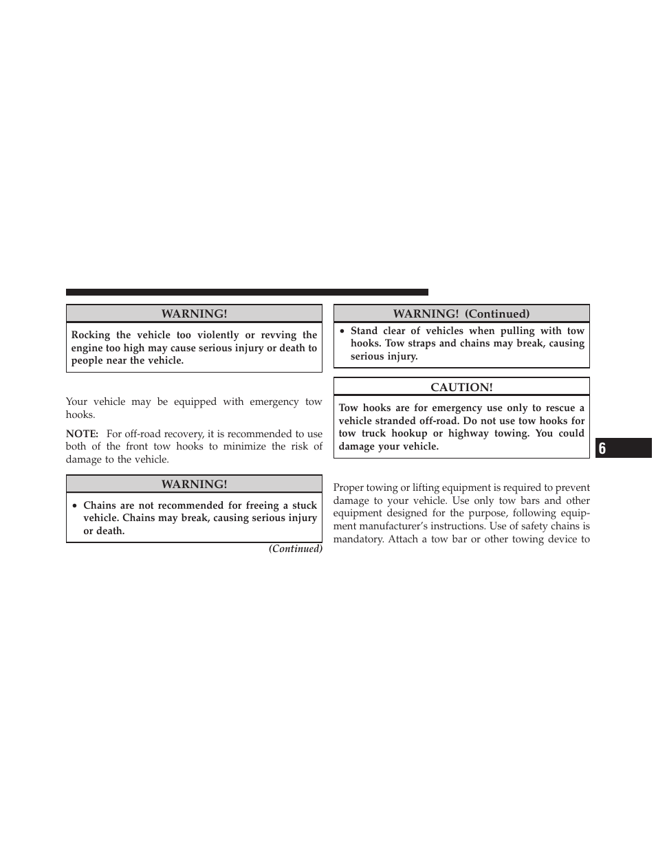 Emergency tow hooks - if equipped, Towing a disabled vehicle, Emergency tow hooks — if equipped | Ram Trucks 2009 1500 - Owner Manual User Manual | Page 439 / 543