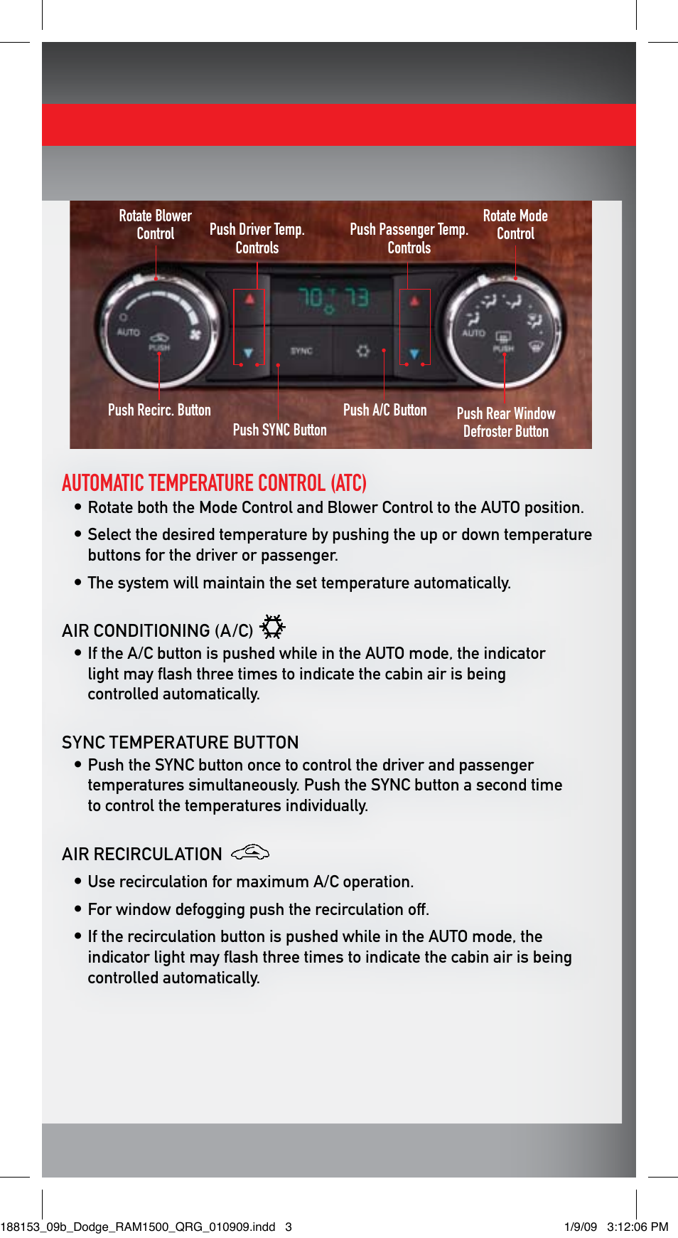 Automatic temperature control (atc) | Ram Trucks 2009 1500 - Quick Reference Guide User Manual | Page 3 / 12