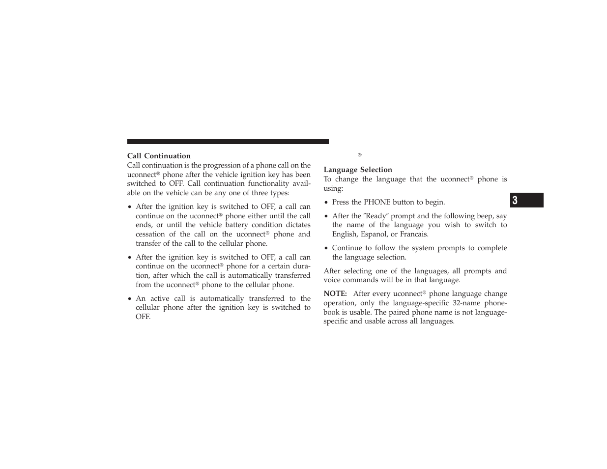 Uconnect phone features, Uconnect௡ phone features | Ram Trucks 2009 3500 - Owner Manual User Manual | Page 101 / 532