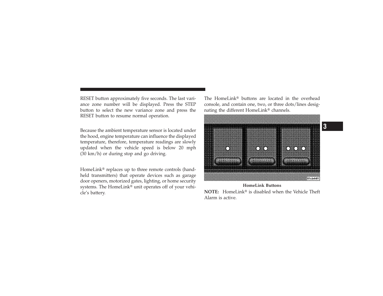 Outside temperature, Garage door opener - if equipped, Garage door opener — if equipped | Ram Trucks 2009 3500 - Owner Manual User Manual | Page 155 / 532