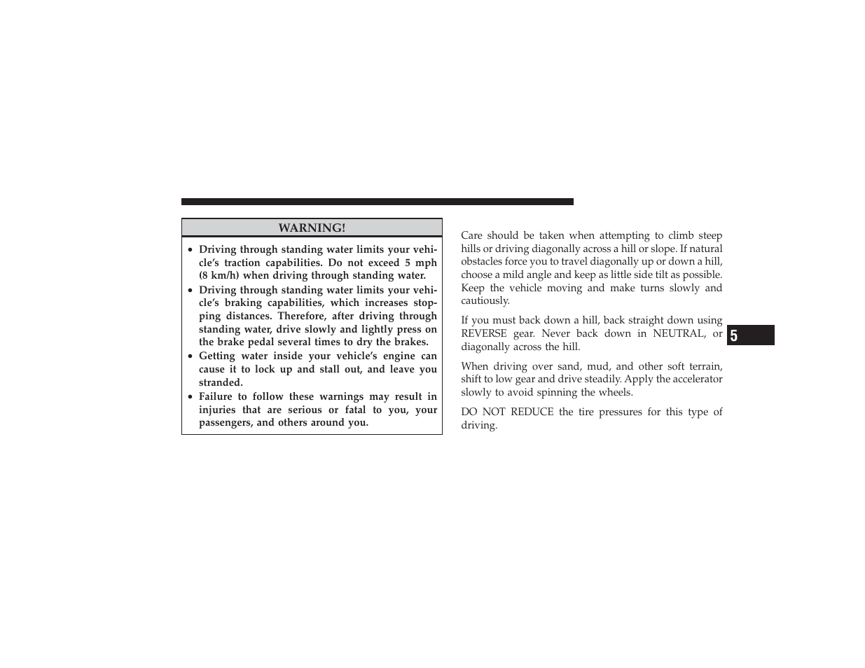 Driving off-road - ram truck only, Driving off-road — ram truck only | Ram Trucks 2009 3500 - Owner Manual User Manual | Page 309 / 532