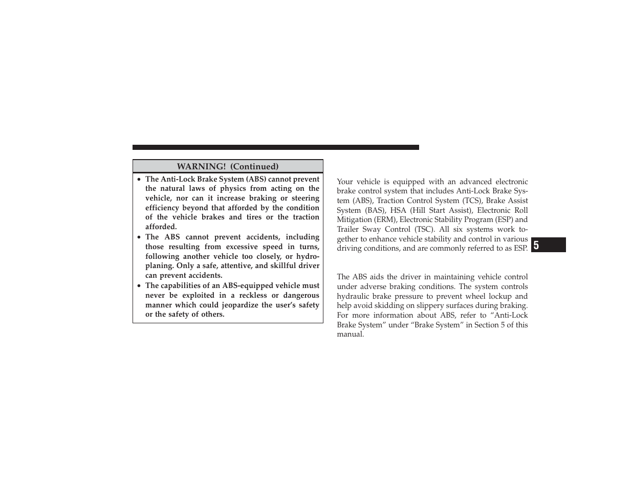 Electronic brake control system - if equipped, Anti-lock brake system (abs), Electronic brake control system | If equipped | Ram Trucks 2009 3500 - Owner Manual User Manual | Page 335 / 532