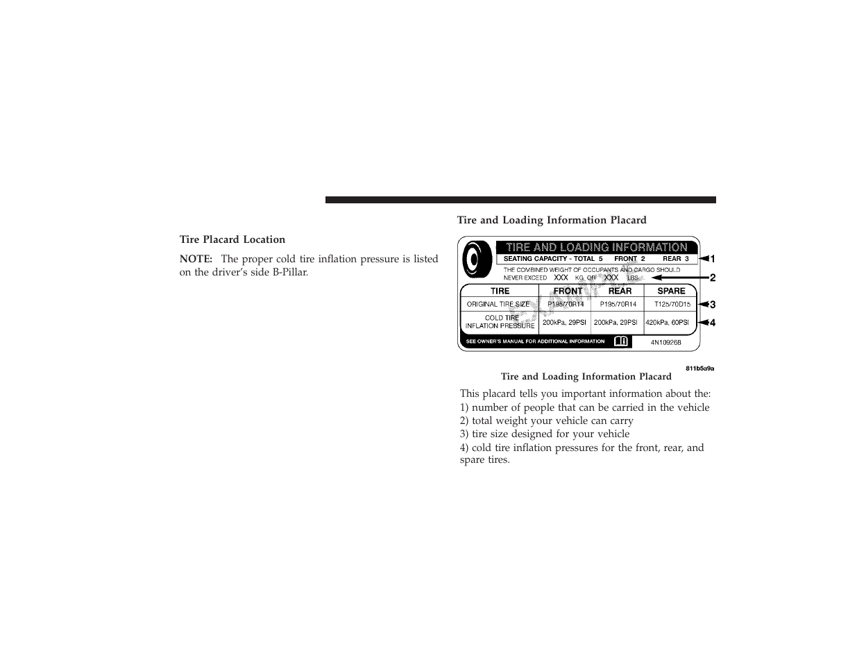 Tire loading and tire pressure | Ram Trucks 2009 3500 - Owner Manual User Manual | Page 352 / 532