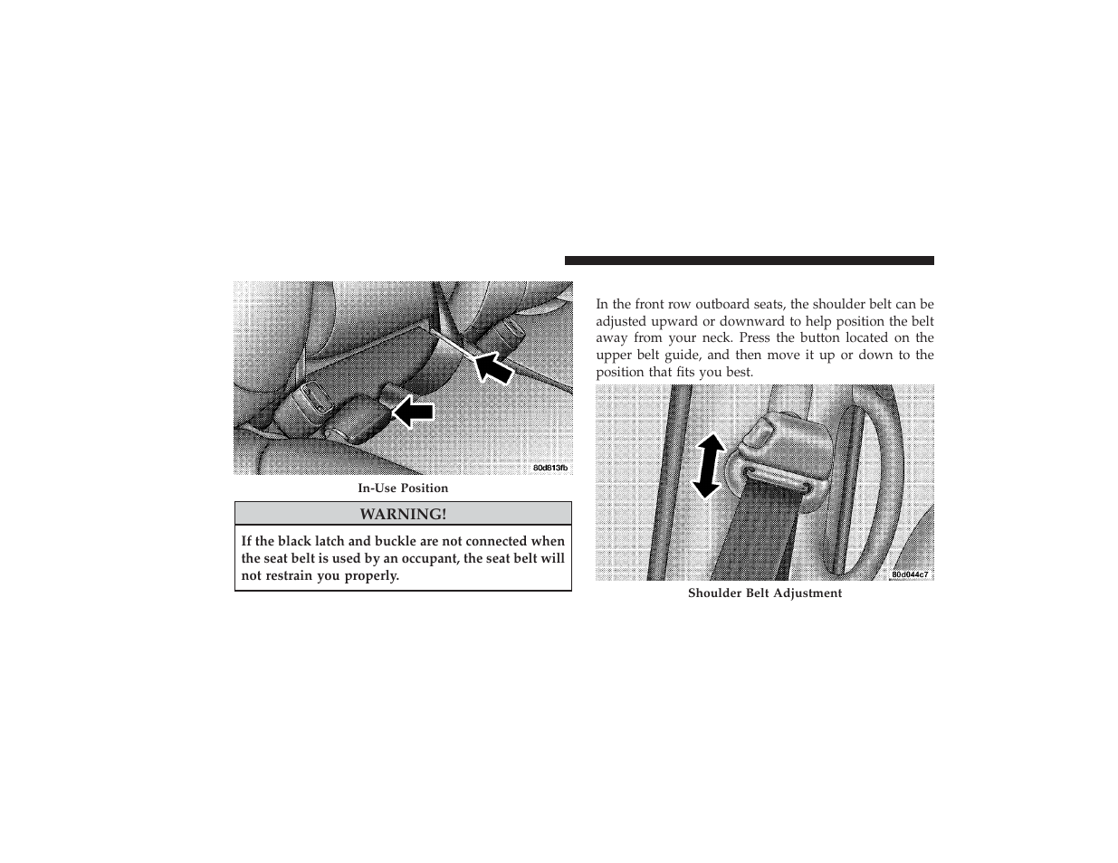 Adjustable upper shoulder belt anchorage | Ram Trucks 2009 3500 - Owner Manual User Manual | Page 44 / 532