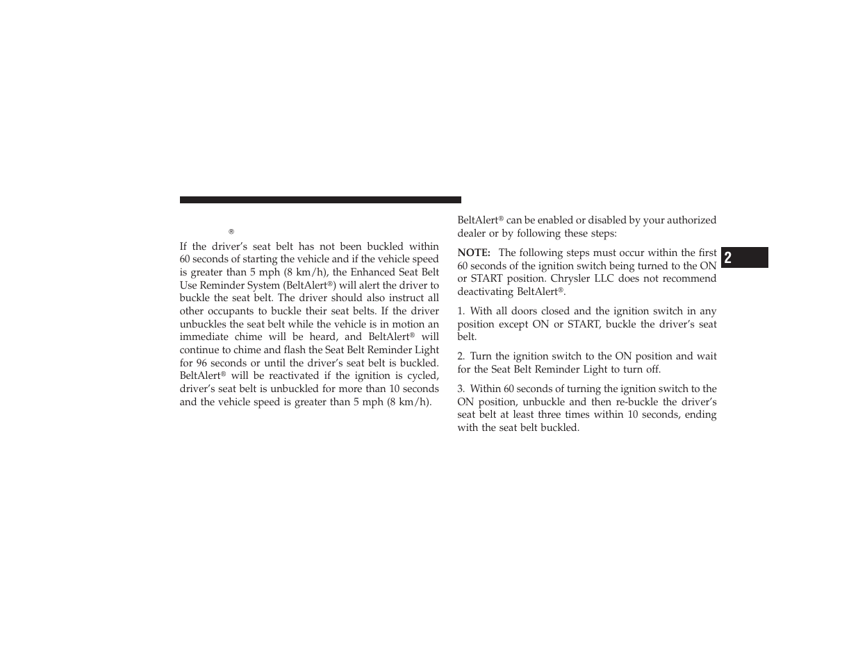 Enhanced seat belt use reminder system (beltalert), Enhanced seat belt use reminder system, Beltalert | Ram Trucks 2009 3500 - Owner Manual User Manual | Page 47 / 532