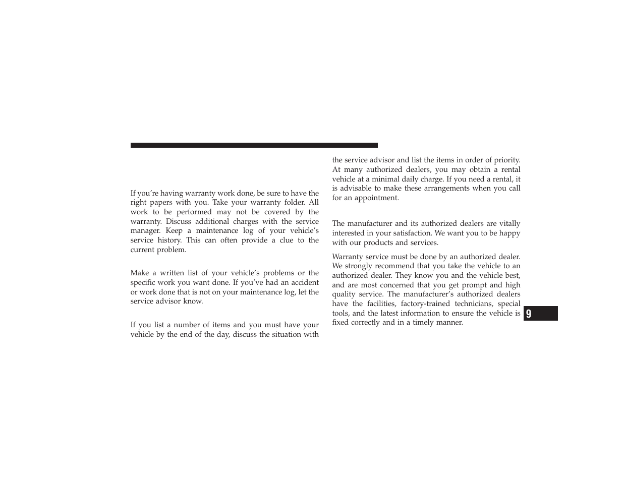 Suggestions for obtaining service for your vehicle, Prepare for the appointment, Prepare a list | Be reasonable with requests, If you need assistance, Suggestions for obtaining service for your, Vehicle | Ram Trucks 2009 3500 - Owner Manual User Manual | Page 503 / 532