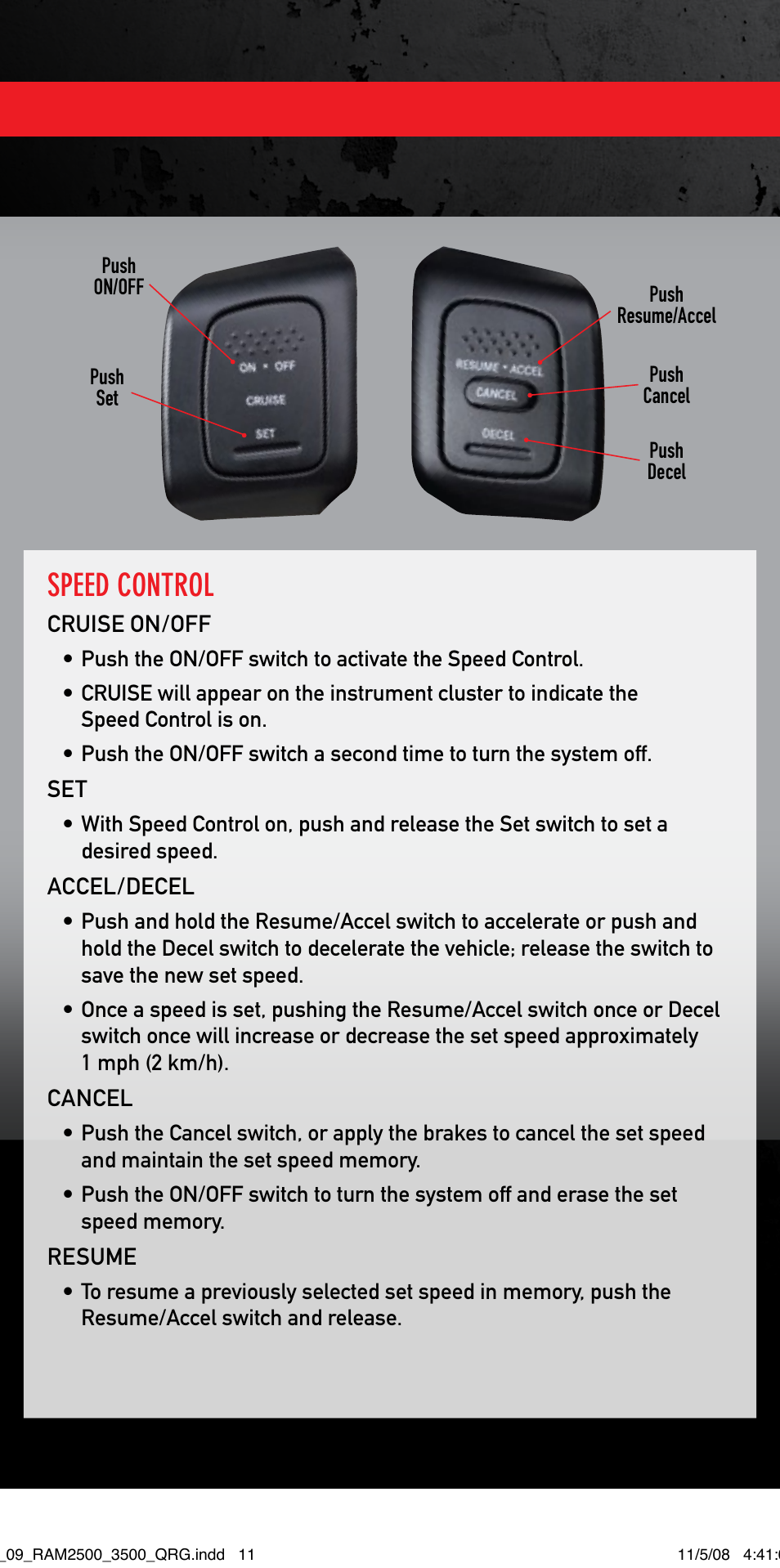 Speed control | Ram Trucks 2009 3500 - Quick Reference Guide User Manual | Page 10 / 12