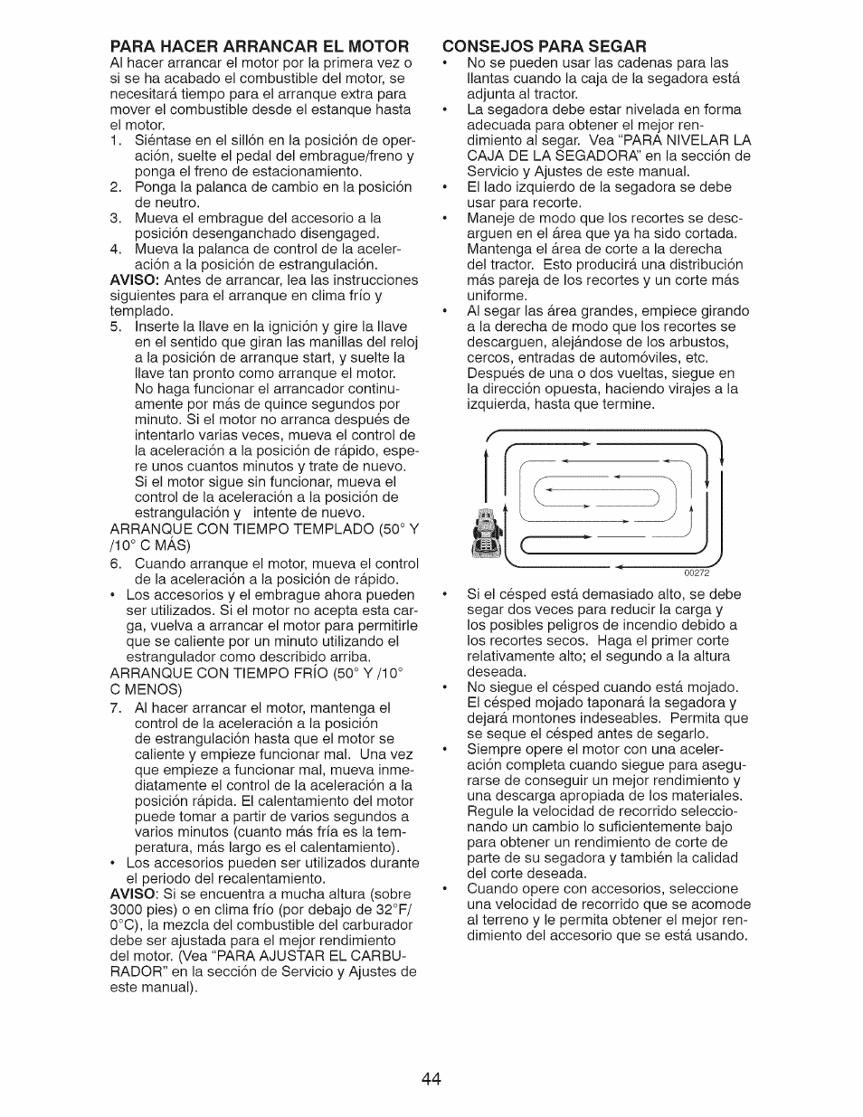Consejos para segar | Craftsman 917.28921 User Manual | Page 44 / 64