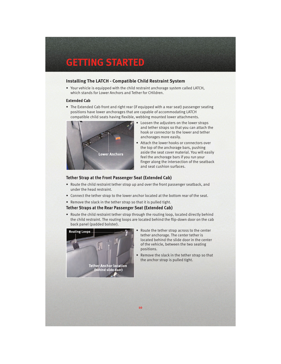 Getting started | Dodge 2010 Dakota User Manual | Page 12 / 76