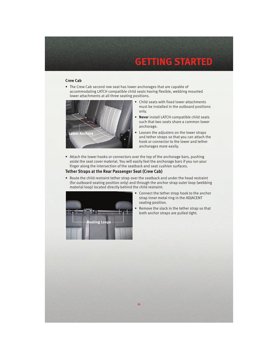 Getting started | Dodge 2010 Dakota User Manual | Page 13 / 76