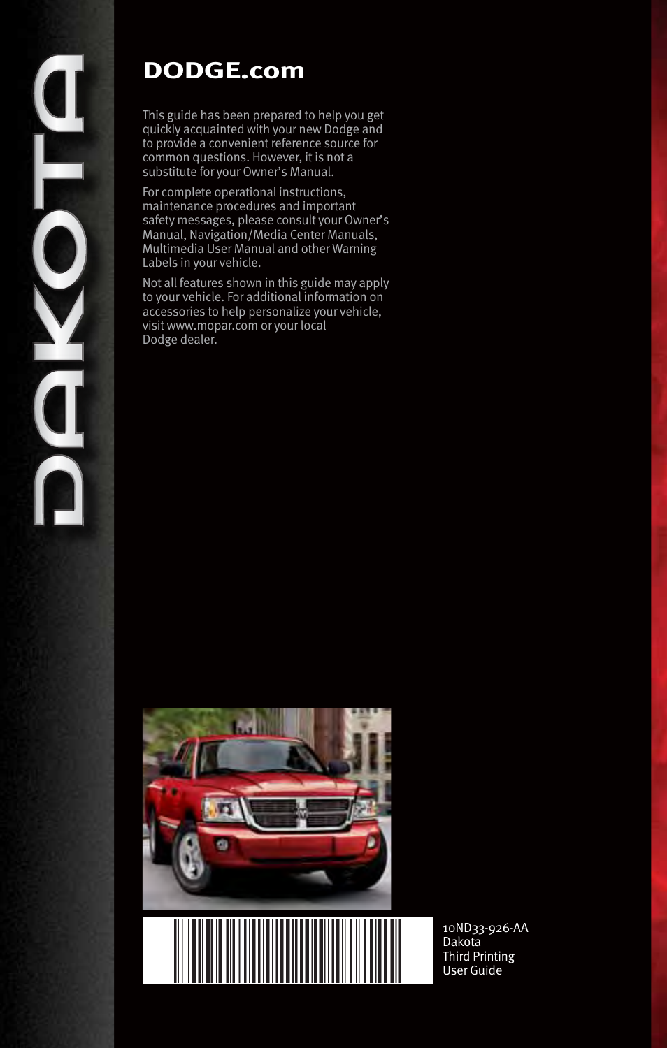 Dodge 2010 Dakota User Manual | Page 76 / 76