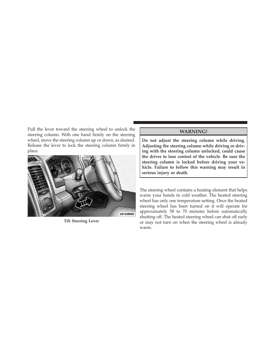 Heated steering wheel — if equipped | Ram Trucks 2010 3500 - Owner Manual User Manual | Page 126 / 616