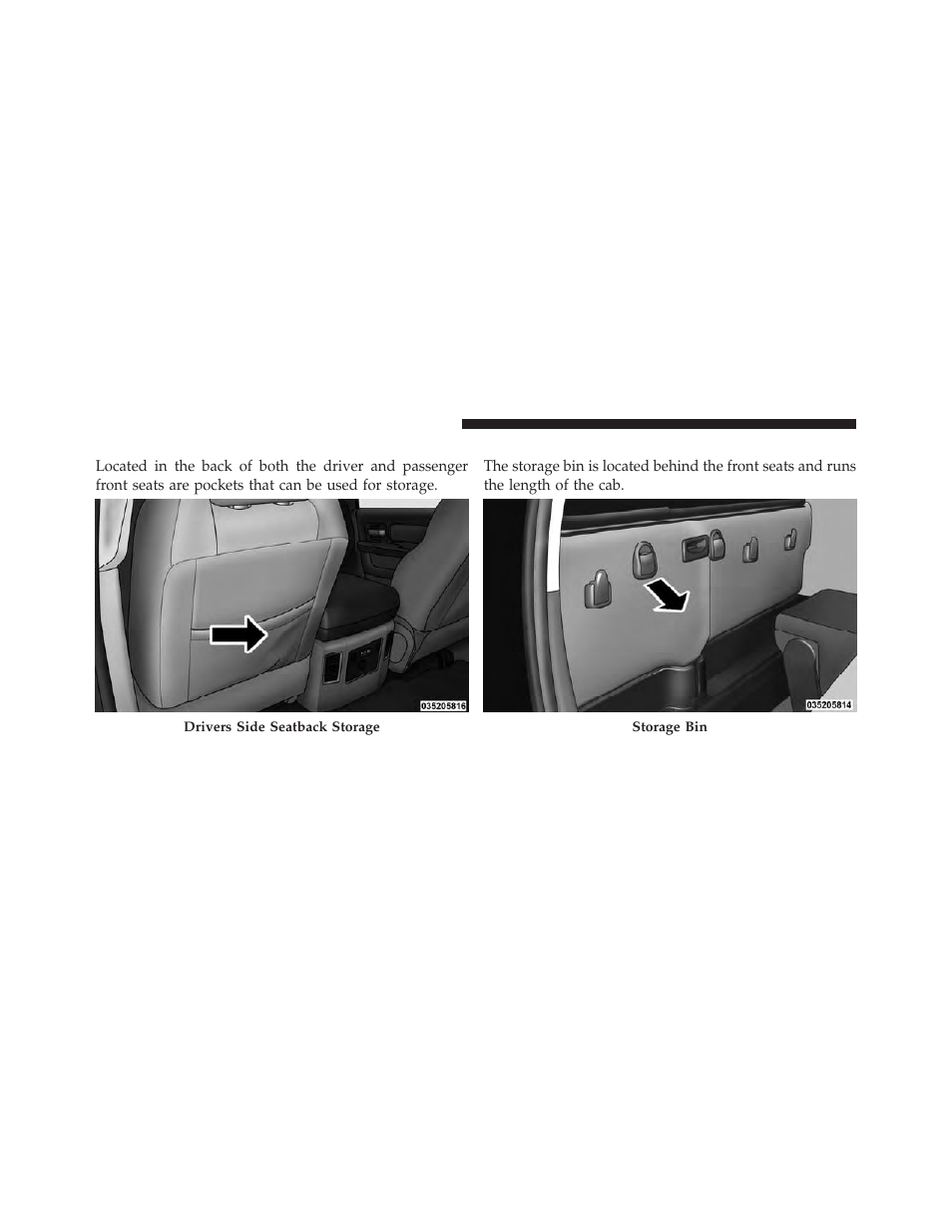 Seatback storage, Storage (regular cab) | Ram Trucks 2010 3500 - Owner Manual User Manual | Page 170 / 616