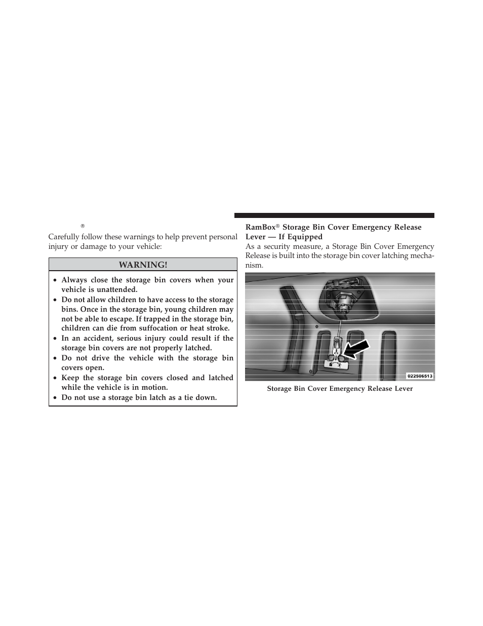 Ramboxĥ safety warning, Rambox௡ safety warning | Ram Trucks 2010 3500 - Owner Manual User Manual | Page 180 / 616