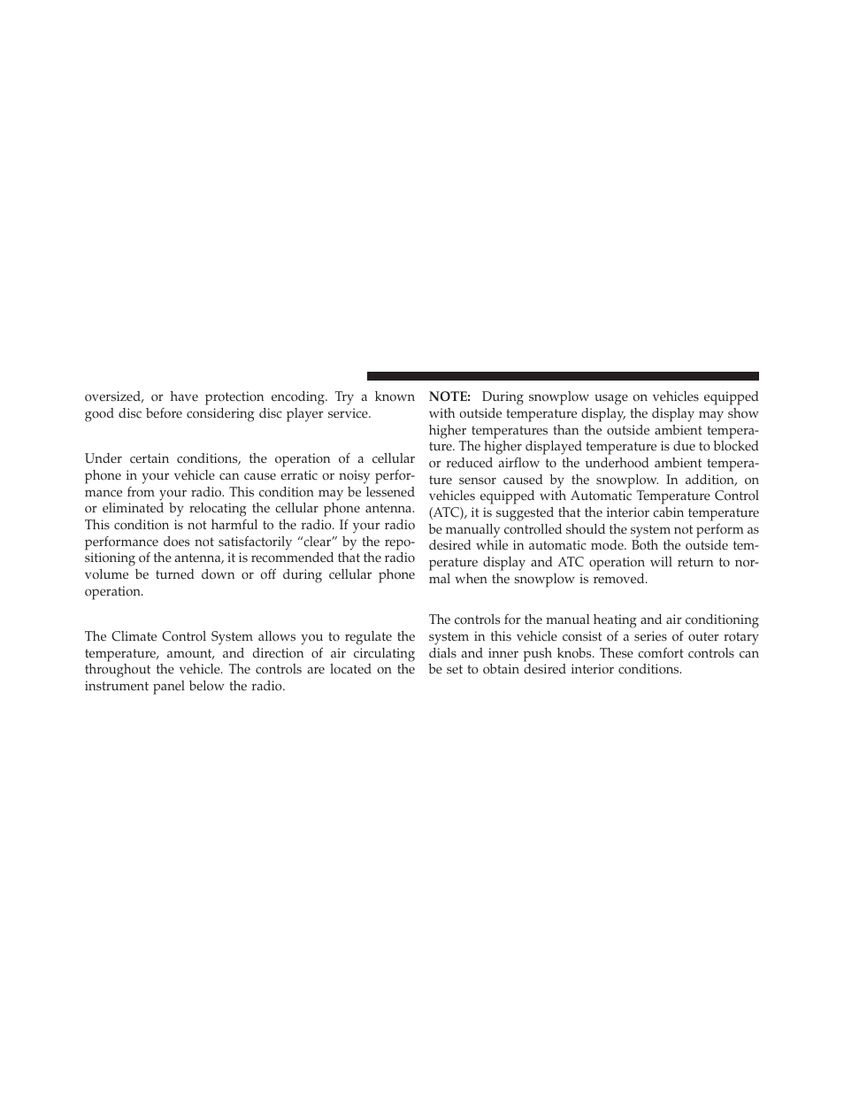 Radio operation and cellular phones, Climate controls, Manual heating and air conditioning system | Manual heating and air conditioning, System | Ram Trucks 2010 3500 - Owner Manual User Manual | Page 282 / 616